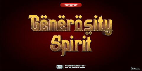 Ramadan Kareem event editable text effect Generosity Spirit 3d Cartoon template style premium vector.