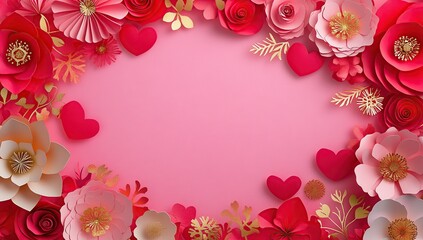 Lovely Paper Flowers and Hearts: Romantic Design, Festive Decorations, Creative Crafts, Valentine's Day, DIY Project