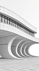 Obraz premium Modern Building with Curved Concrete Supports