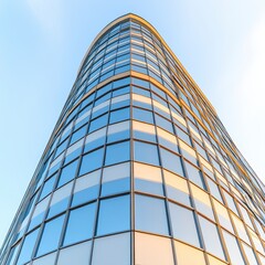 Modern Glass Building with Curved Facade
