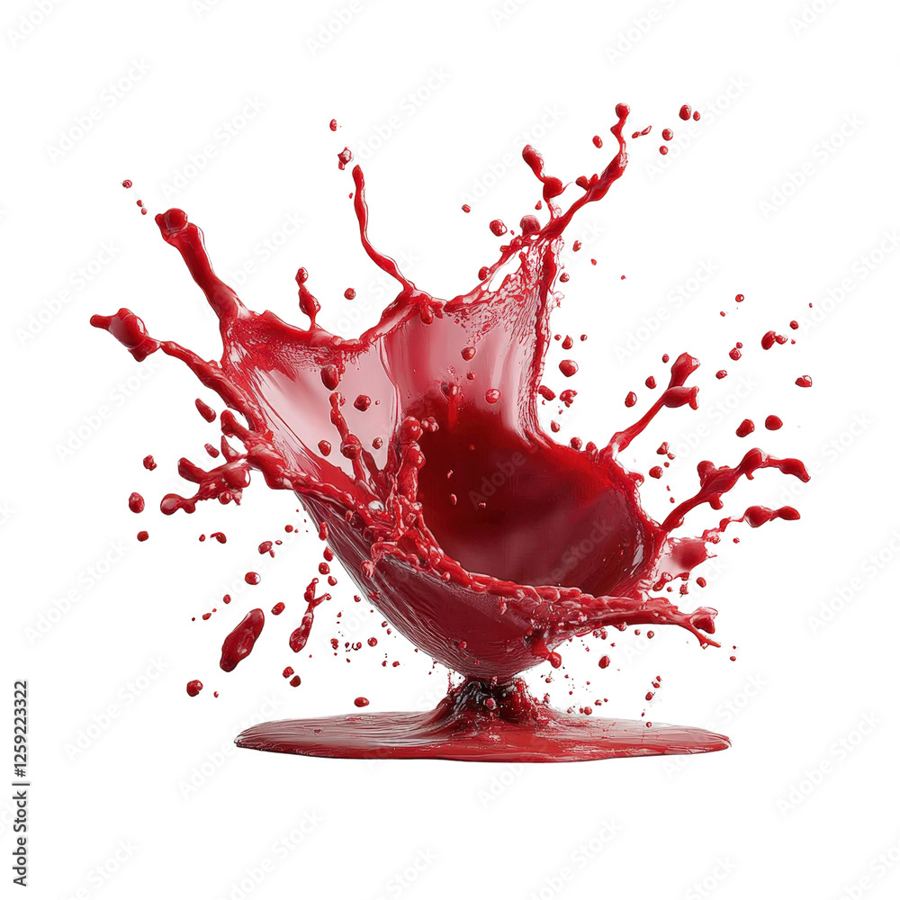 Aufkleber red liquid splashing dynamically on a black background creating an abstract visual effect on white b