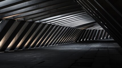 Obraz premium Abstract geometric background with dark tones and depth perspective