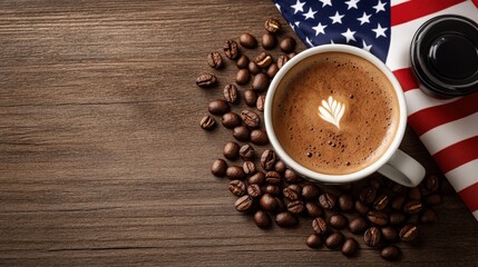 Independence day coffee celebration usa beverage photography festive atmosphere overhead view american pride