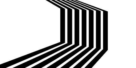 Abstract perspective black line stripes background. optical art illusion.