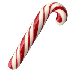 Fototapeta premium Classic Christmas Candy Cane with Red and White Stripes Against a White Background