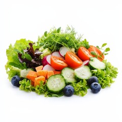 healthy Vibrant Fresh Salad Featuring Crisp Vegetables Juxtaposed with Juicy Blueberries in a Bright and Healthy Gourmet Presentation for Culinary Delight food