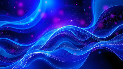 Light blue waves create a dynamic backdrop with a sense of motion