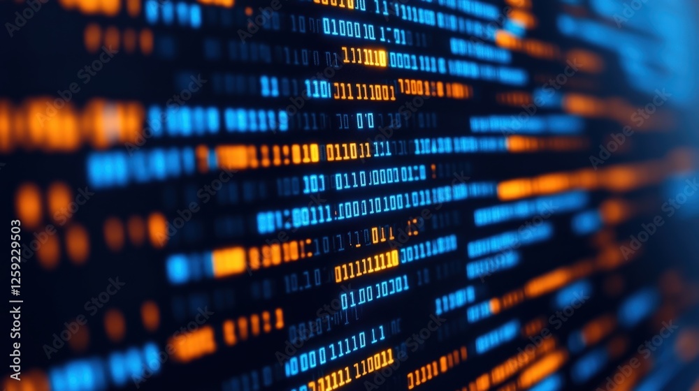 Poster macro shot of blockchain data display on computer screen digital environment technology concept cybe