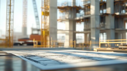 Blueprint of building under construction. Blueprints for design for a building with engineering. Construction of a building in the development. A plan for a building that is currently lifestyle being.