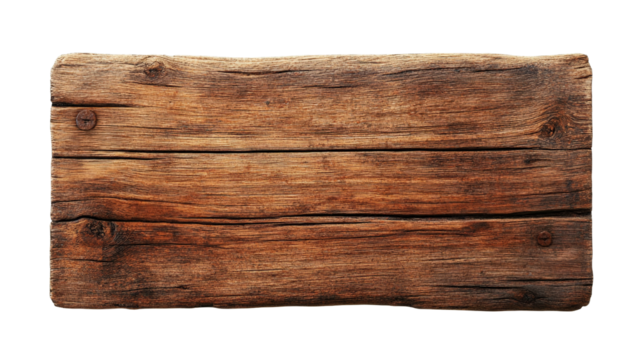 Wooden sign with black background displaying text and texture for indoor or outdoor use on white background , cut out.