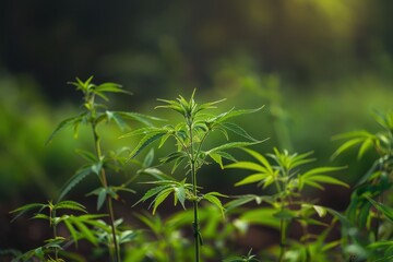 Fototapeta premium Cannabis in Nature Highlighting Medical Benefits and Legal Developments