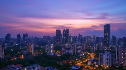 Obraz premium Mumbai Skyline at Twilight: A Breathtaking Panorama of Urban Majesty