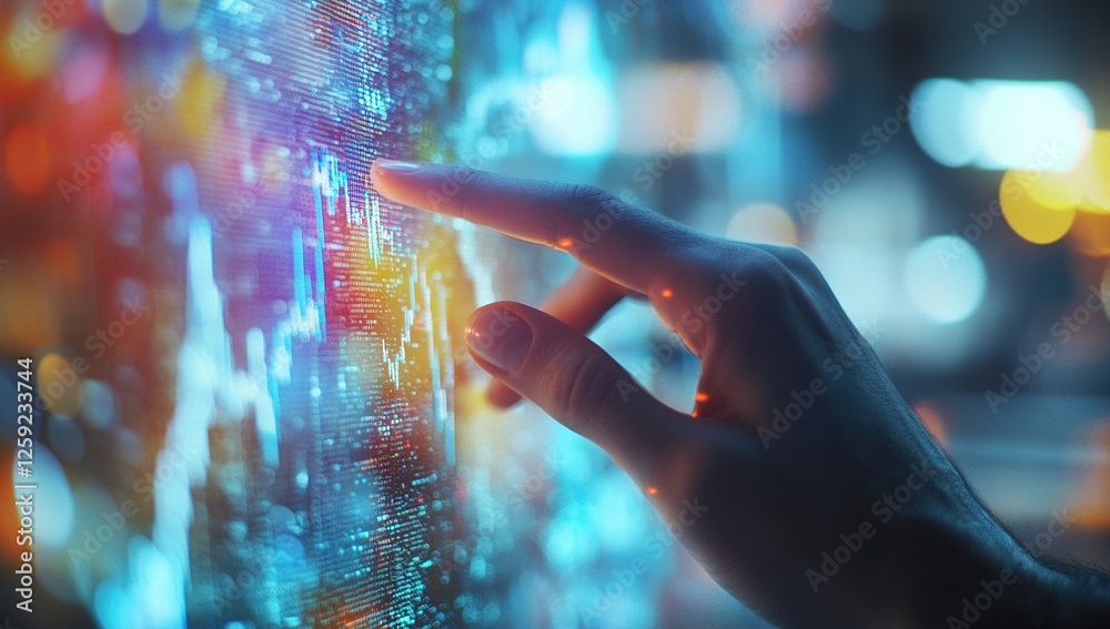 Aufkleber interactive data visualization: exploring digital trends and patterns with intuitive touchscreen tec