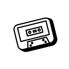 Mixtapes with vector line art, clip art, minimalist simple outline. Hand drawing retro design, vintage style illustration