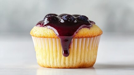 A Single Blueberry Muffin Topped With Glaze