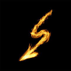 One arrow of fire on black background