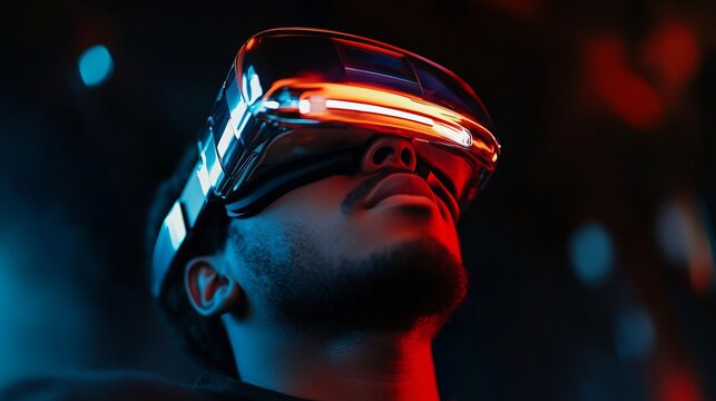 Immersive Virtual Reality Experience: A Man Exploring the Metaverse