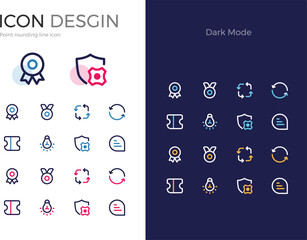icons set, Medal 1st Place Award Management Development Program Idea Refresh Community Communication Message Website Smartphone APP Line Icon