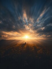 Couple Watching the Breathtaking Sunset from a Scenic Overlook Surrounded by Dramatic Clouds