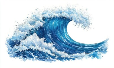 Ocean wave crashing, white background, nature scene, for website design
