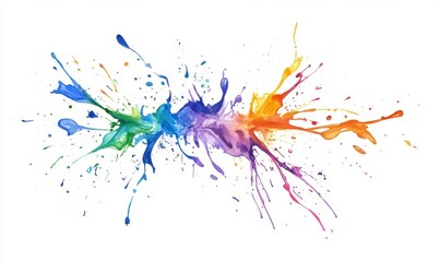 Naklejka premium Rainbow paint splash explosion, isolated on white background, for design