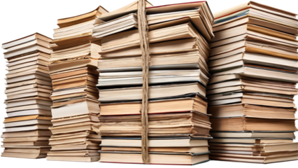 Large stack of old books suitable for literary themes, education, nostalgia, reading, library, vintage concepts in design projects.