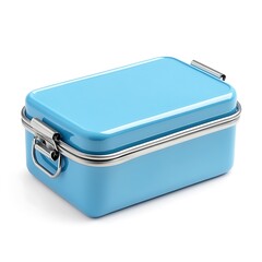 Blue lunchbox isolated on white background