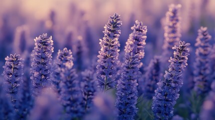 Obraz premium Lavender Flowers Bloom in Sunset Light