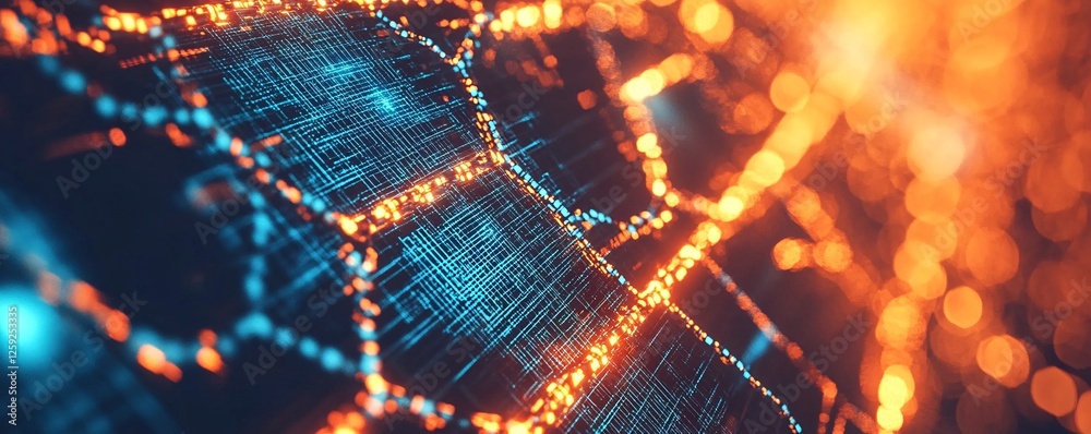 Poster abstract technology background with glowing lines flowing