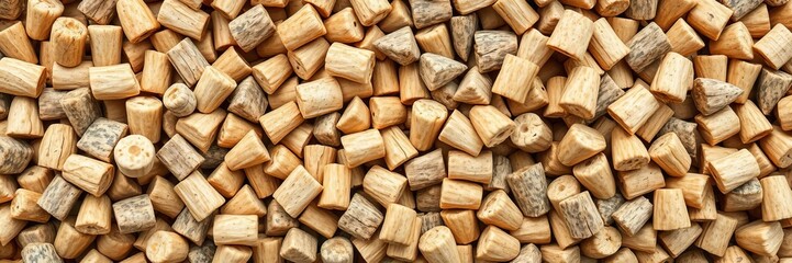 Fototapeta premium Extreme close up of pellet biomass renewable fuel showing individual pellets with a focus on texture and natural elements, texture, sustainable economy, environment