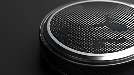 Black speaker grille, dark background