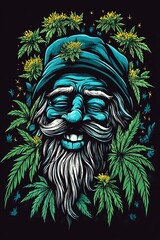 Happy Hemp Gardener  Smiling Man with Cannabis Leaves