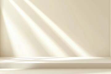 Espaço minimalista com luz natural projetando sombras dramáticas, apresentando um pódio simples e elementos decorativos sutis, criado com IA generativa