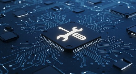 Repairing Microchip Motherboard Technical Maintenance Technology Concept for It Solutions