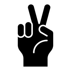 Two fingers hand gesture, peace hand sign glyph solid icon