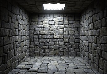 old brick wall and floor, abandonded shelter, A square room made of stone bricks