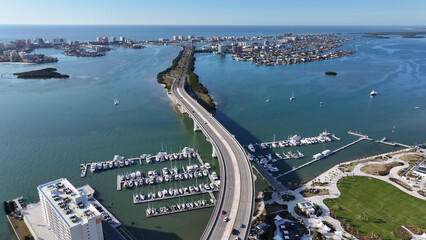 Clearwater Skyline At Clearwater In Florida United States. Urban Beach. Bay Water Scenery. Downtown...