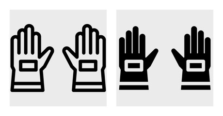 Fototapeta premium Gloves vector icon set in black color. Gloves icon set with outline and glyph style