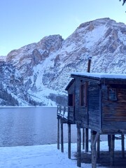mountain hut on the lake