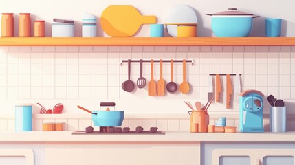modern kitchen in 2d art