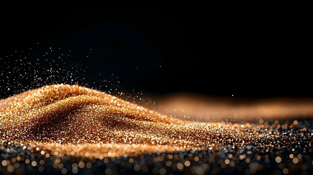 Golden Glitter Texture on Dark Background