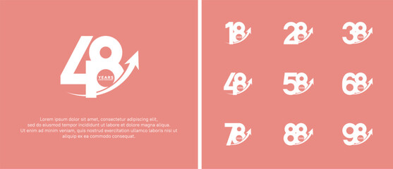 set of anniversary logo flat white color on pink background for celebration moment