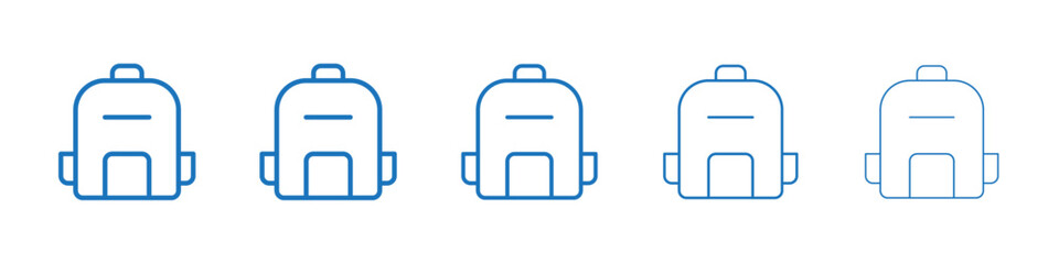 Backpack icon Symbol collection thin outline set