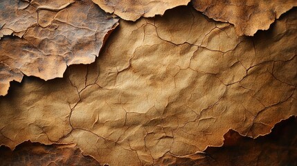 Fototapeta premium Close-up view of aged, cracked leather texture showcasing natural wear and rustic charm