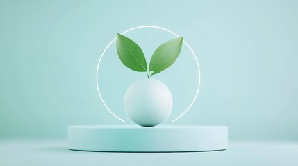Sustainable growth concept minimalist studio 3d animation modern environment close-up view green innovation