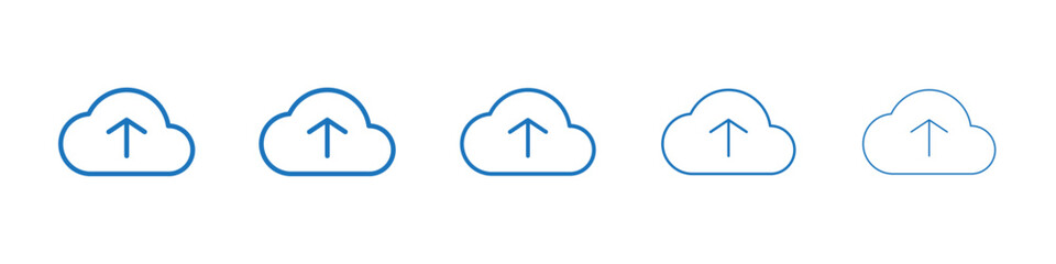 Cloud upload icon Symbol collection thin outline set