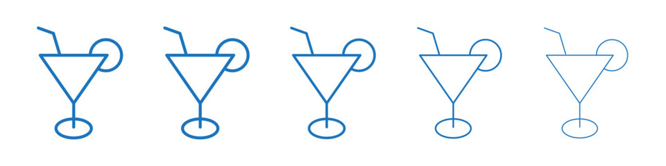 Cocktail icon Symbol collection thin outline set