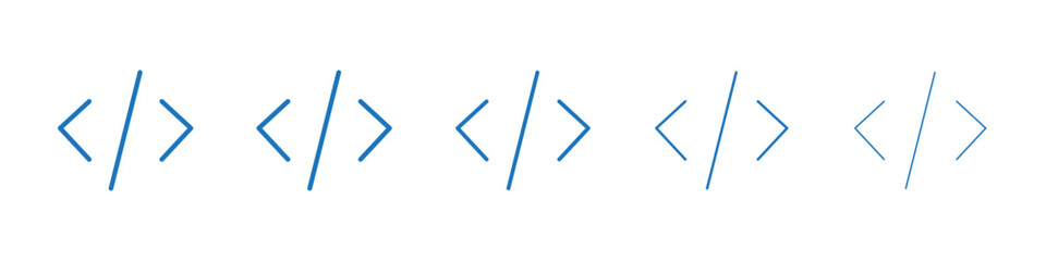 Code icon Symbol collection thin outline set