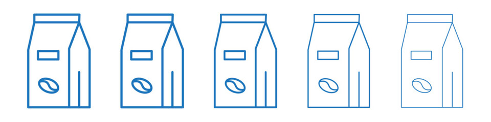 Coffee paper bag icon Symbol collection thin outline set
