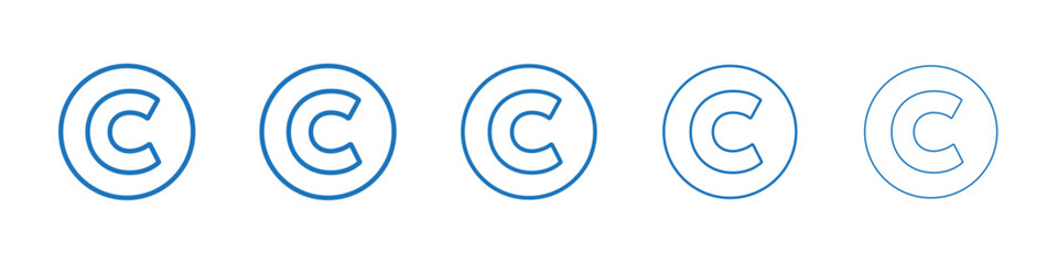 Copyright icon Symbol collection thin outline set